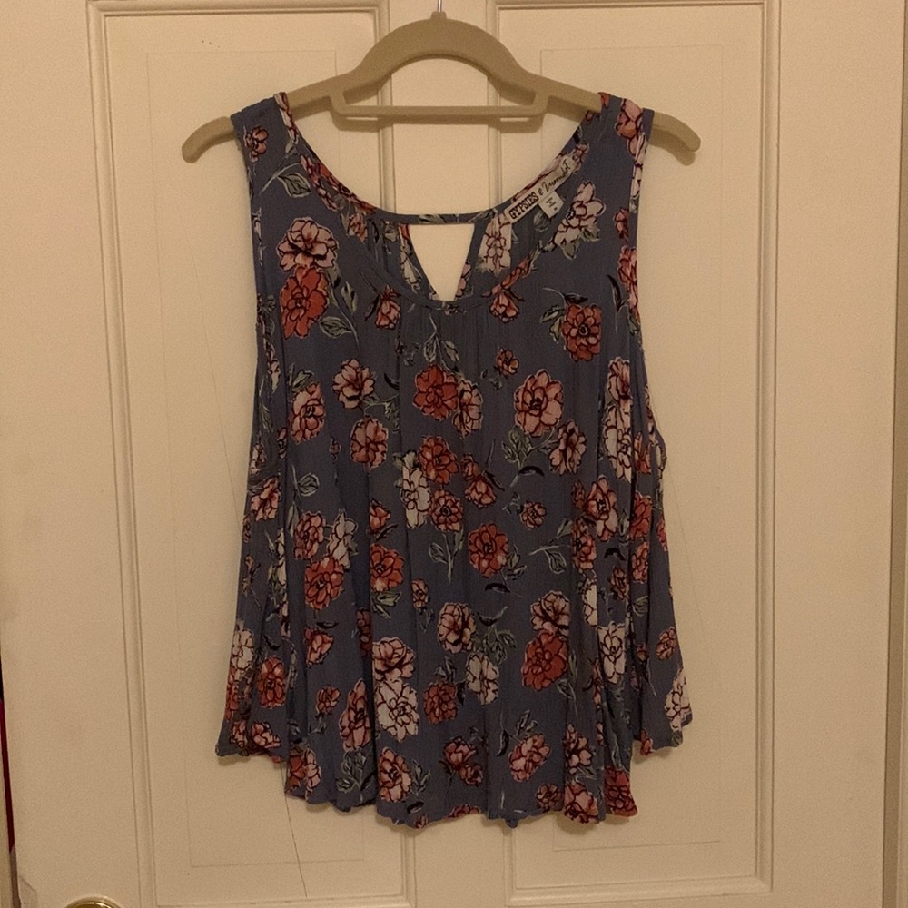 Gypsies & Moondust Floral Blouse with Shoulder Cut-outs